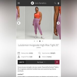 Lululemon Invigorate Legging in purple Jubilee 6